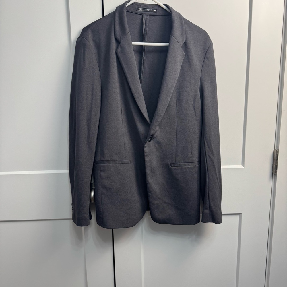 Zara Women's Casual Suit Jacket Blazer Comfort Jacket Dark Gray Size Medium